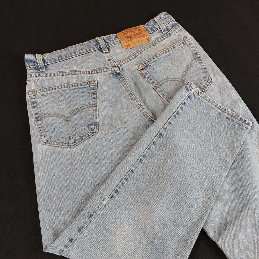 Vintage Levis 550 Relaxed Fit Jeans Men's 34x30 (33x29) Natural Fade 90's